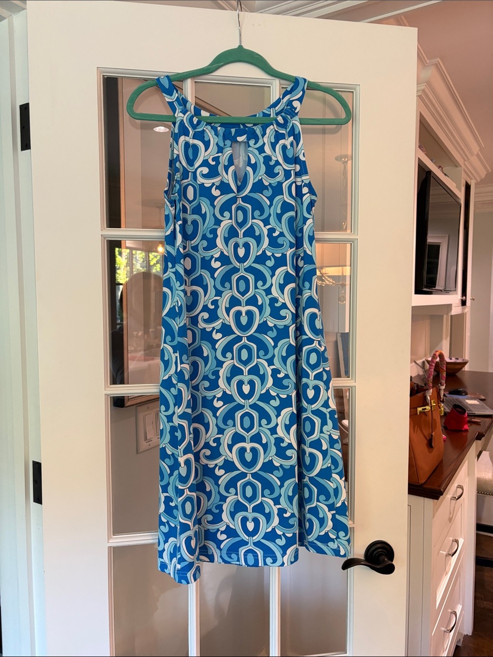 Jude Connally Blue and White Printed Sleeveless Shift Dress